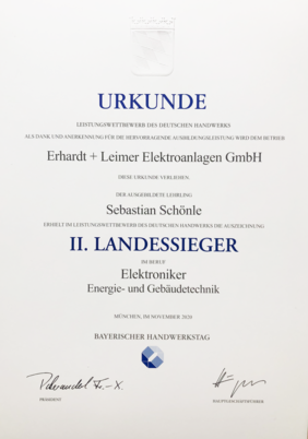 E+L Azubi wird Kammersieger und II. Landessieger!