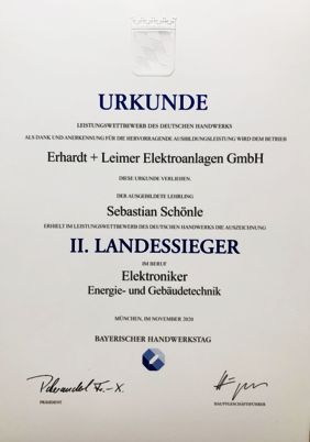 E+L Azubi wird Kammersieger und II. Landessieger!